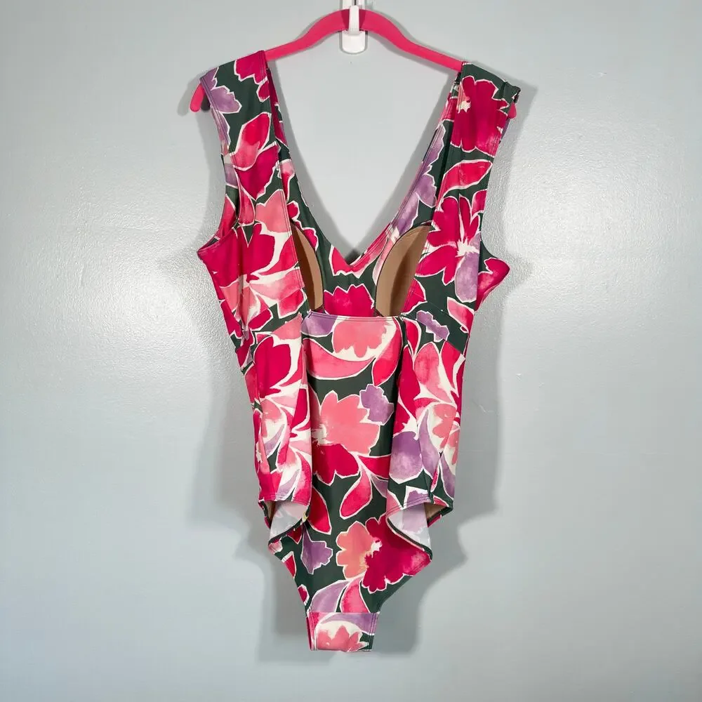 Summersalt 16 The Ruched Backflip Watercolor Petal Olive & Spritz Tummy Control - Picture 5 of 6